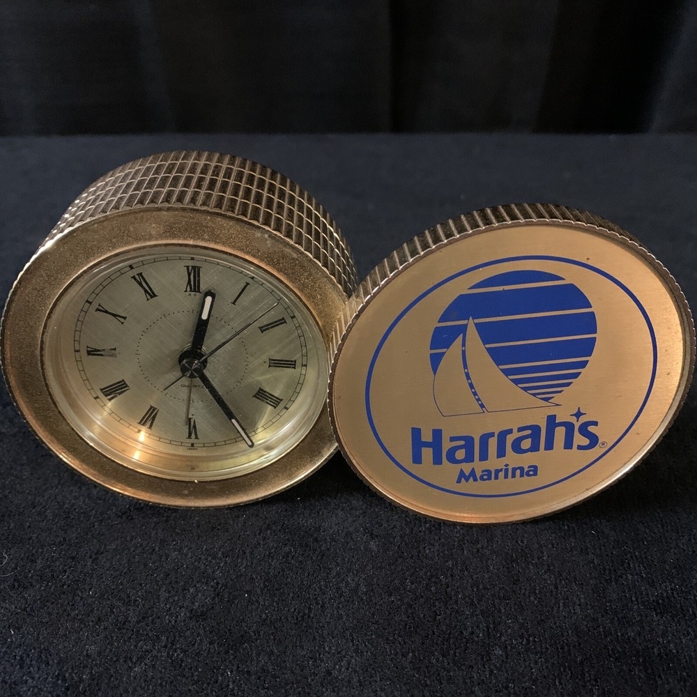 Vintage Travel Alarm Clock Harrah's Marina-Coin Stack With Original Box. Casino